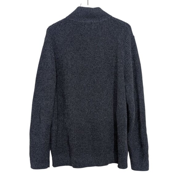 LL Bean Organic Cotton Waffle Sweater Mens Size XL Tall Blue Heavy Full Zip - Picture 6 of 9